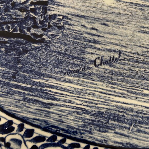 Vintage Nour du Chattel Boch Belgium Delft Blue &White Windmill Scene Decorative - Picture 3 of 16